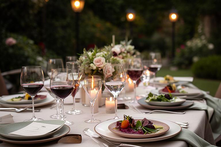 Tavola apparecchiata per una cena di anniversario in un giardino privato veronese