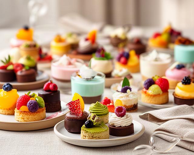 Pasticceria senza glutine e senza lattosio con piccoli dessert colorati su un tavolo da ricevimento a Verona